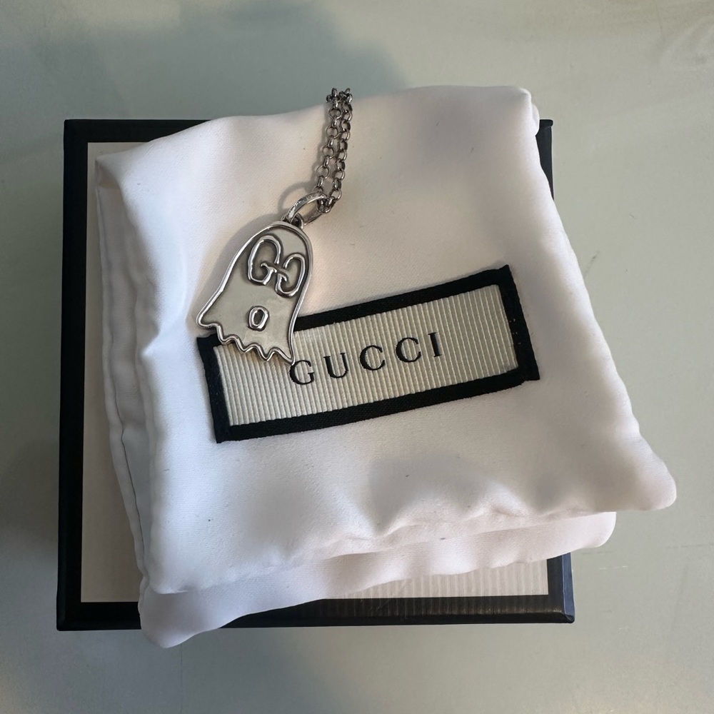Gucci Silver Ghost Charm Necklace